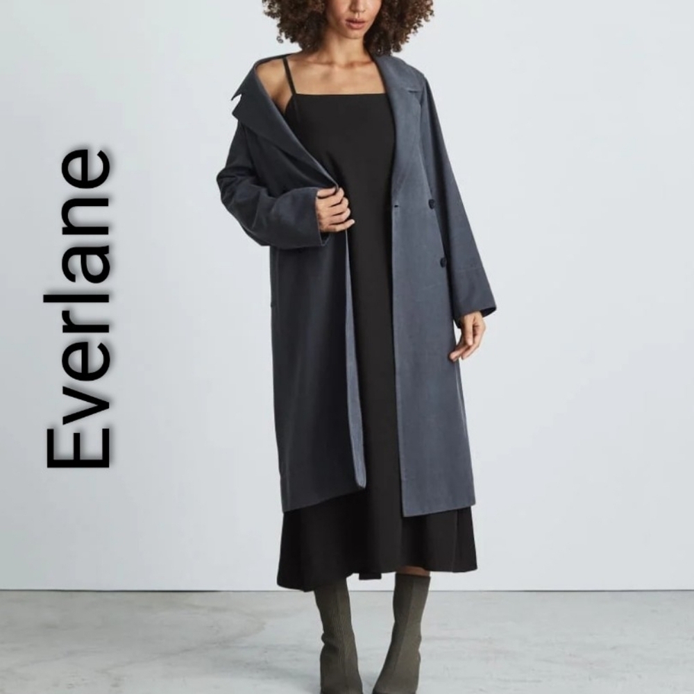 Everlane Japanese GoWeave Slip Midi Dress Black Lagenlook Goth Grunge Size S